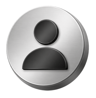 Ornamental 3D silver user avatar icon on the FAQ page